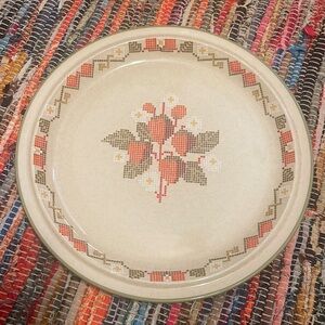 Vintage Stonecrest Designer Collection Strawberry Cross Stitch Sampler Plate